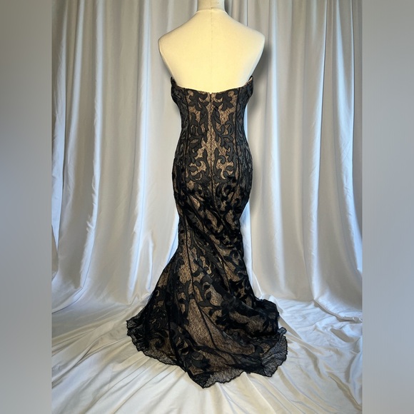 JOVANI Black and Tan Strapless Mermaid Gown | 6 - Picture 5 of 16